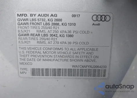 2018 Audi Sq5 3.0T Premium Plus from USA, damaged, VIN WA1C4AFYXJ2054233